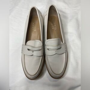 Franco Sarto Cream Leather Loafers